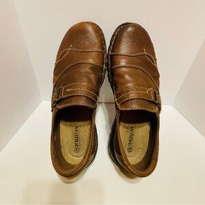 Magellan Mule Shoes Women's 9M Brown Leather Comfort Buckle Slip On